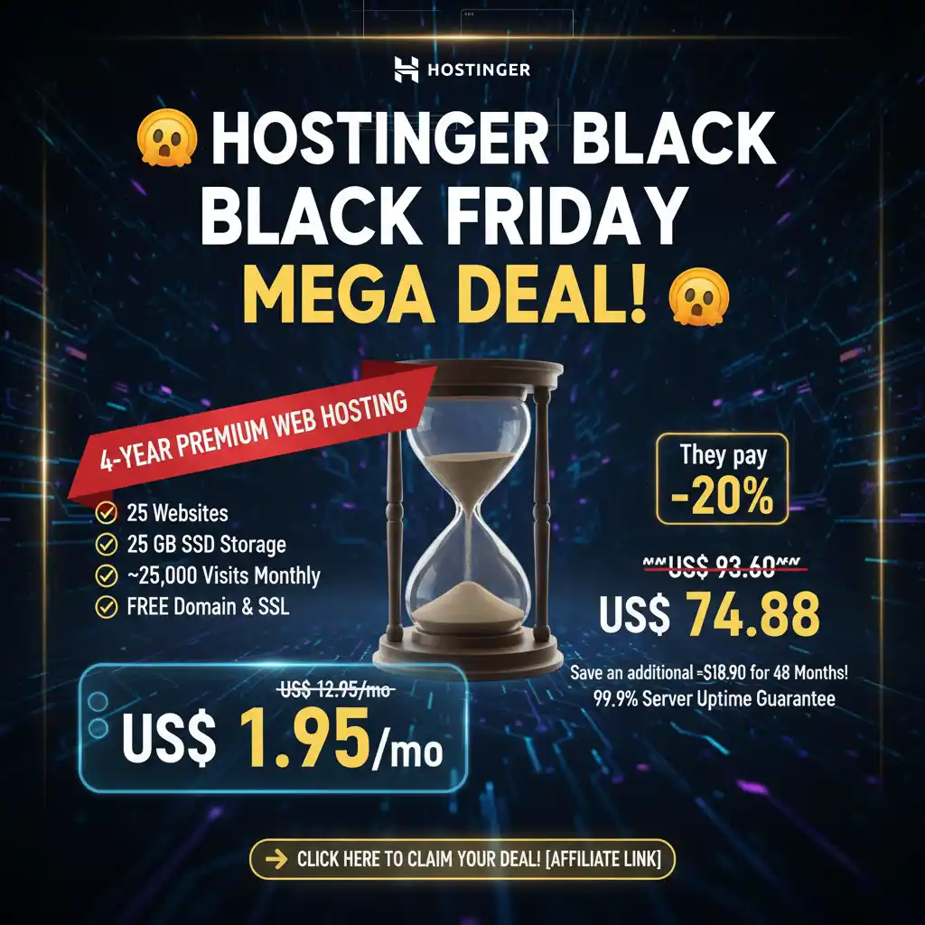 Hostinger Black Friday Mega Deal - Premium Web Hosting for $1.95/mo